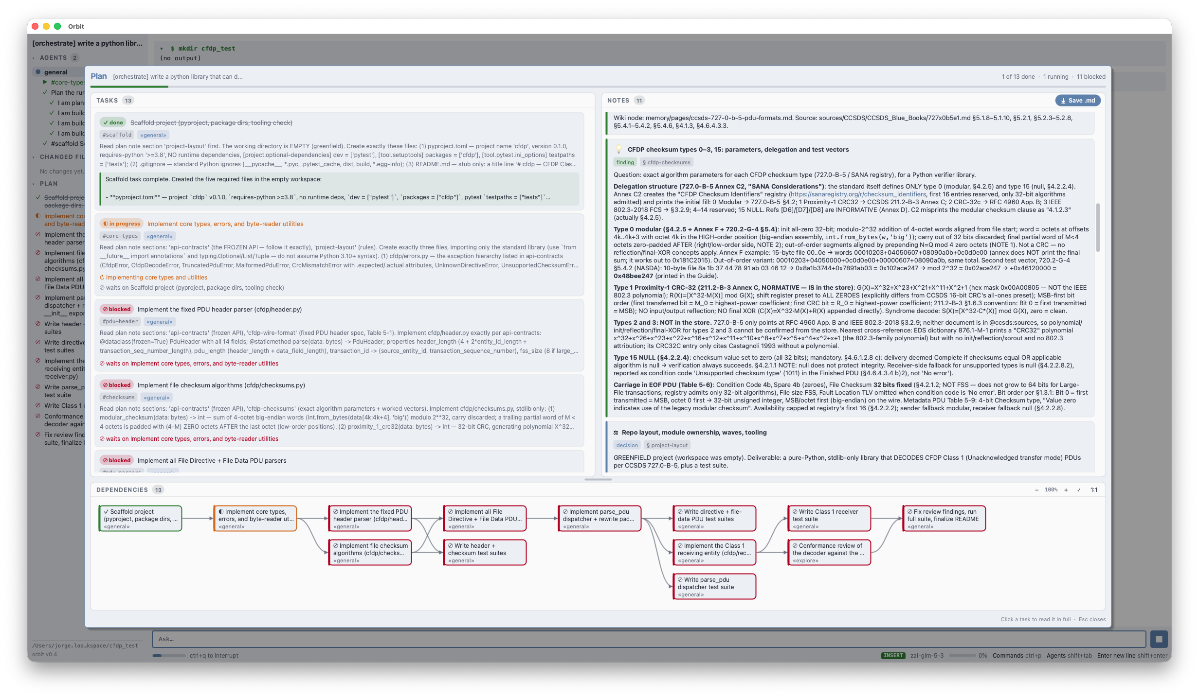 ORBIT agent task planning workflow